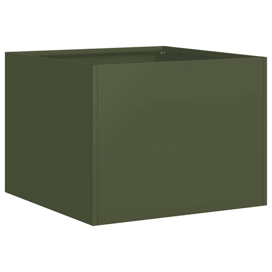 Planter Olive Green 40x40x30 cm Steel Planter Olive Green 40x40x30 cm Steel