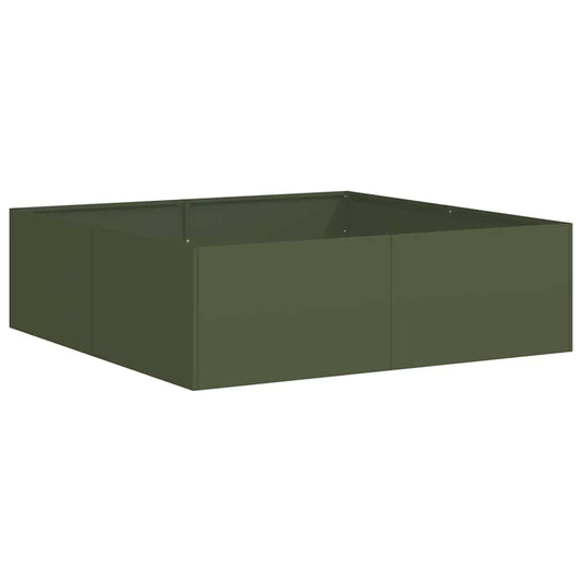 Planter Olive Green 100x100x30 cm Steel Planter Olive Green 100x100x30 cm Steel