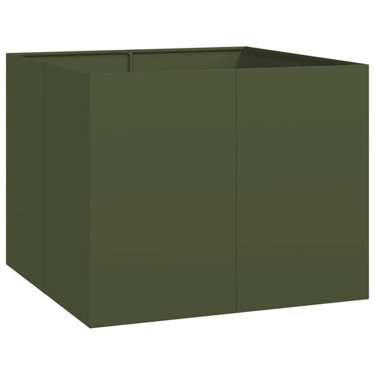 Planter Olive Green 100x100x80 cm Steel Planter Olive Green 100x100x80 cm Steel