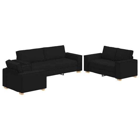 Sofa 3 pcs Black Fabric Sofa 3 pcs Black Fabric