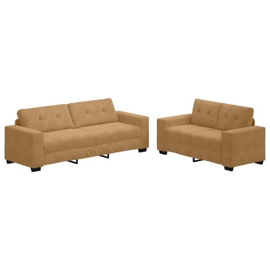 Sofa 2 pcs Brown Fabric Sofa 2 pcs Brown Fabric