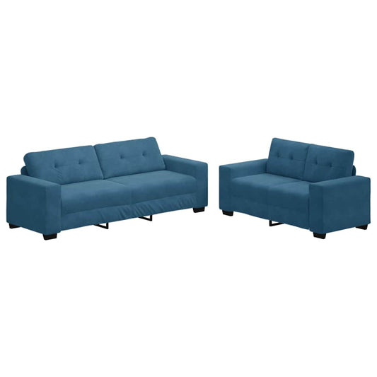 Sofa 2 pcs Blue Fabric Sofa 2 pcs Blue Fabric