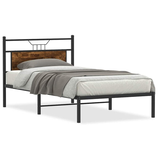 Bed Frame without Mattress Smoked Oak 107x203 cm Engineered Wood Bed Frame without Mattress Smoked Oak 107x203 cm Engineered Wood