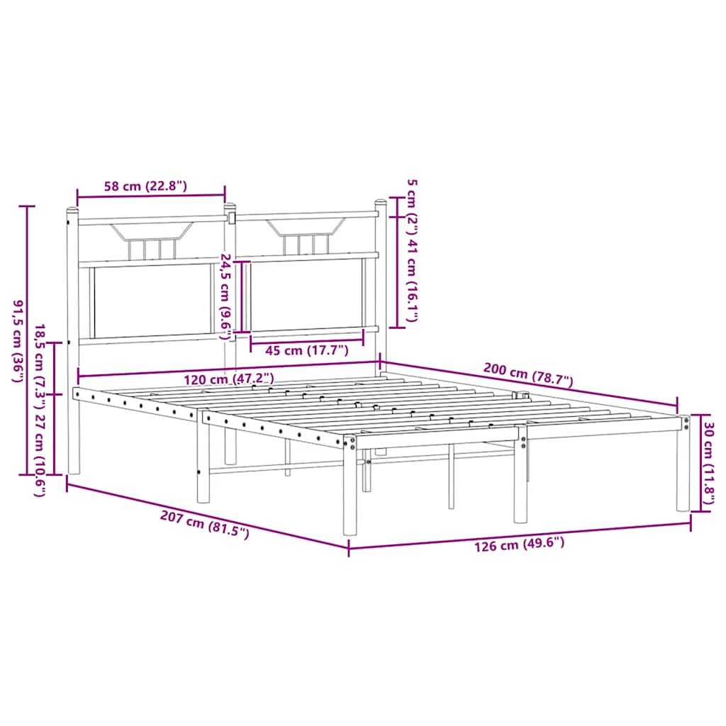 Bed Frame without Mattress Smoked Oak 120x200cm Engineered Wood