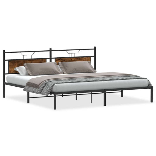 Bed Frame without Mattress Smoked Oak 193x201 cm Engineered Wood Bed Frame without Mattress Smoked Oak 193x201 cm Engineered Wood