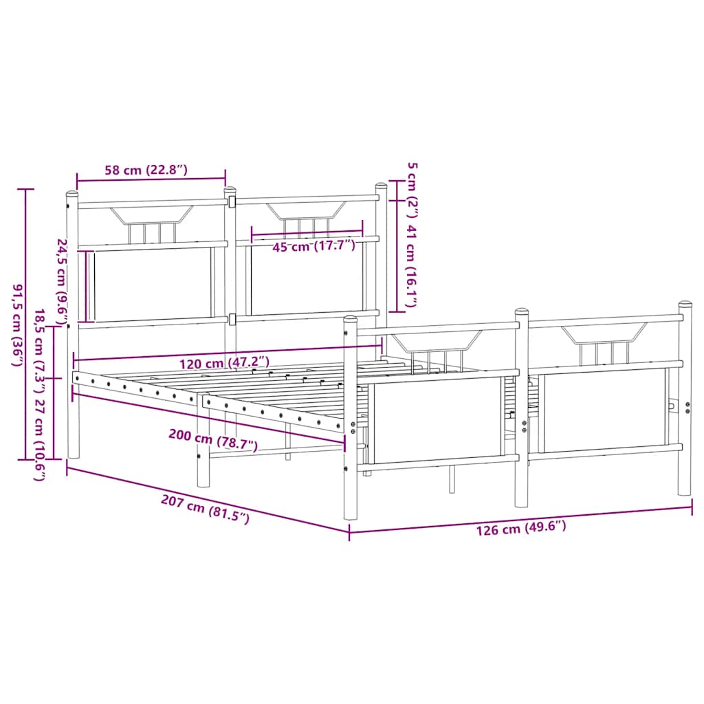 Bed Frame without Mattress Smoked Oak 120x200 cm Engineered Wood