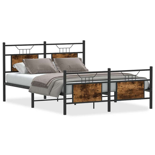 Bed Frame without Mattress Smoked Oak 137x190 cm Engineered Wood Bed Frame without Mattress Smoked Oak 137x190 cm Engineered Wood