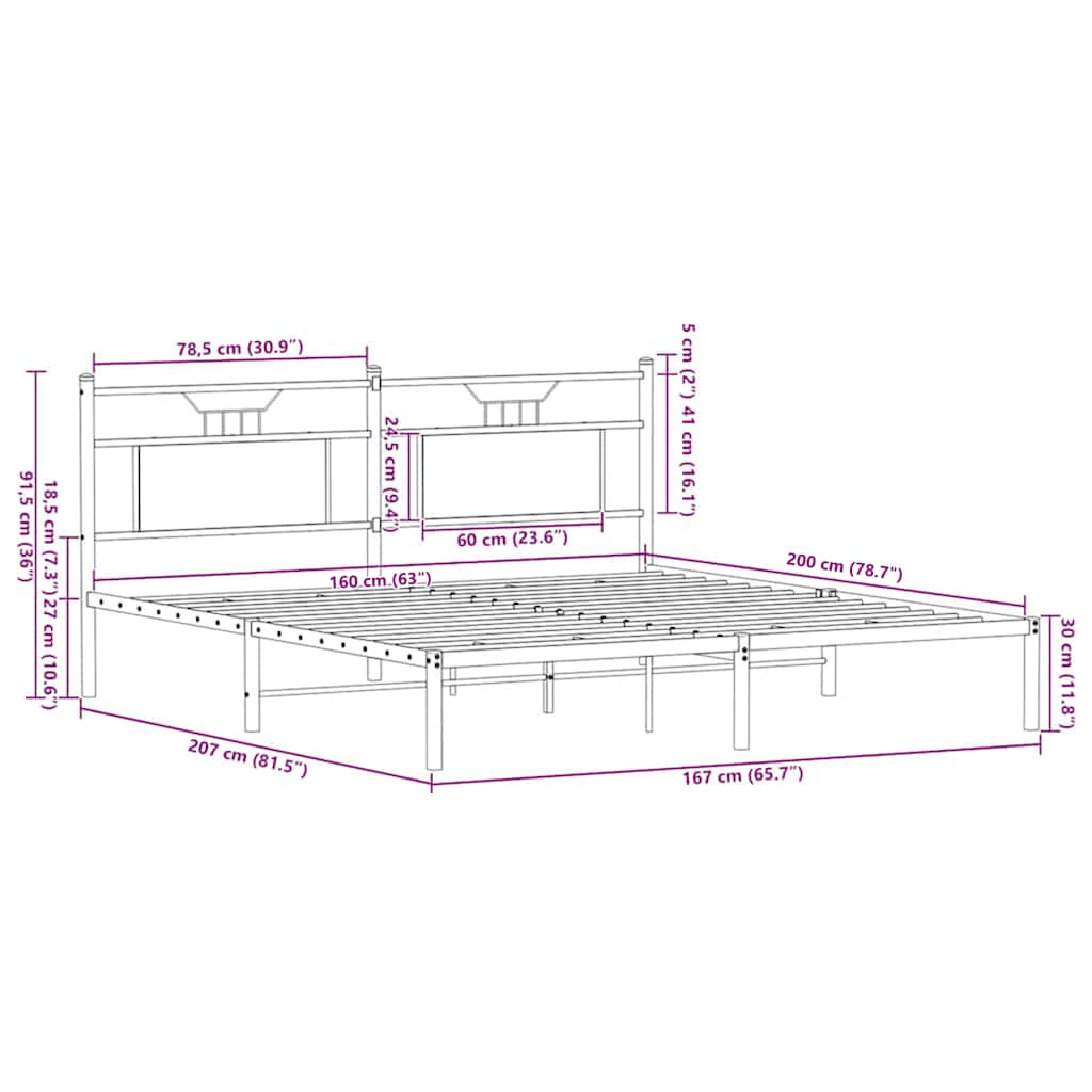 Bed Frame without Mattress Sonoma Oak 160x200cm Engineered Wood