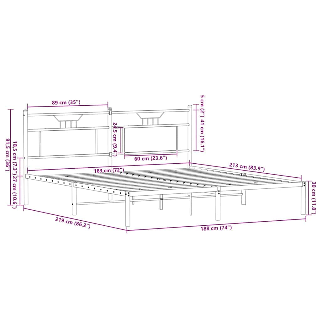 Bed Frame without Mattress Sonoma Oak 183x213cm Engineered Wood