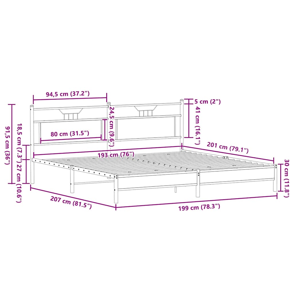 Bed Frame without Mattress Sonoma Oak 193x201 cm Engineered Wood