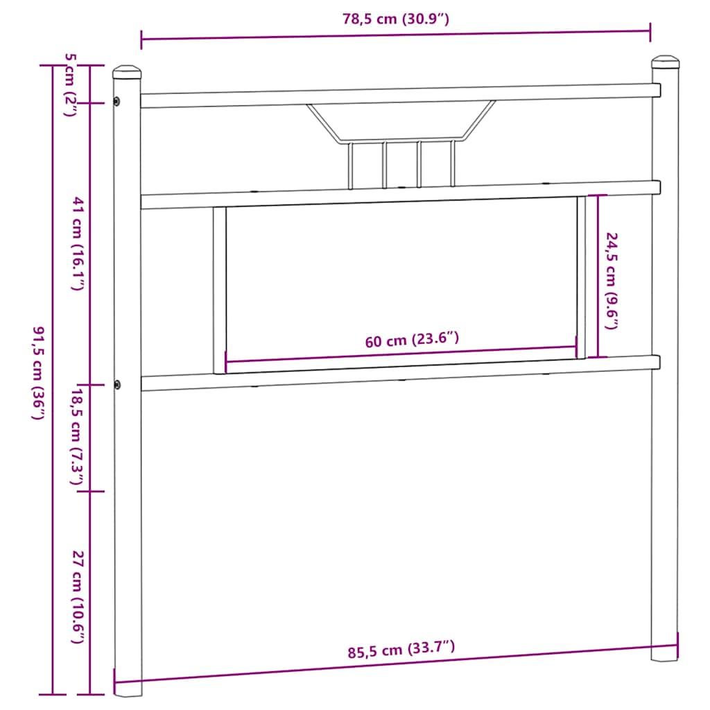 Replace Headboard Sonoma Oak 80 cm Engineered Wood and Steel