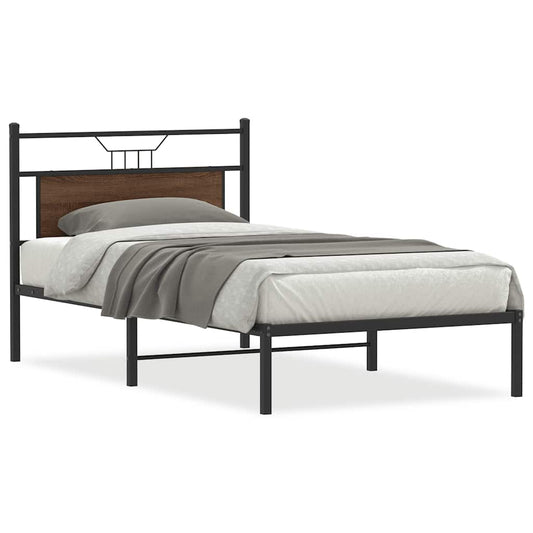 Bed Frame without Mattress Brown Oak 100x190 cm Engineered Wood Bed Frame without Mattress Brown Oak 100x190 cm Engineered Wood
