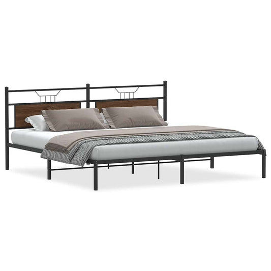 Bed Frame without Mattress Brown Oak 193x201 cm Engineered Wood Bed Frame without Mattress Brown Oak 193x201 cm Engineered Wood