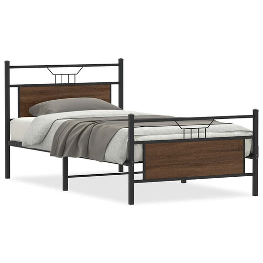 Bed Frame without Mattress Brown Oak 100x200 cm Engineered Wood Bed Frame without Mattress Brown Oak 100x200 cm Engineered Wood
