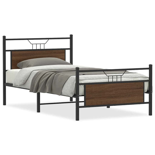 Bed Frame without Mattress Brown Oak 107x203 cm Engineered Wood Bed Frame without Mattress Brown Oak 107x203 cm Engineered Wood