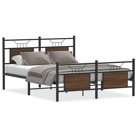 Bed Frame without Mattress Brown Oak 150x200 cm Engineered Wood Bed Frame without Mattress Brown Oak 150x200 cm Engineered Wood
