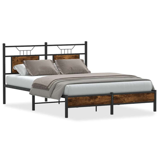 Bed Frame without Mattress Smoked Oak 140x190cm Engineered Wood Bed Frame without Mattress Smoked Oak 140x190cm Engineered Wood