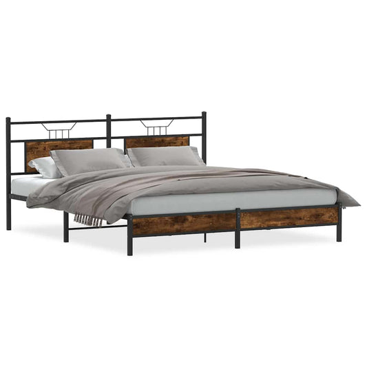 Bed Frame without Mattress Smoked Oak 183x203cm Engineered Wood Bed Frame without Mattress Smoked Oak 183x203cm Engineered Wood