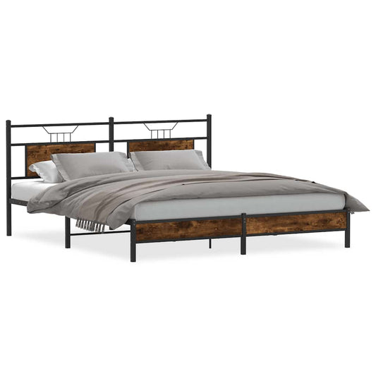 Bed Frame without Mattress Smoked Oak 183x213cm Engineered Wood Bed Frame without Mattress Smoked Oak 183x213cm Engineered Wood