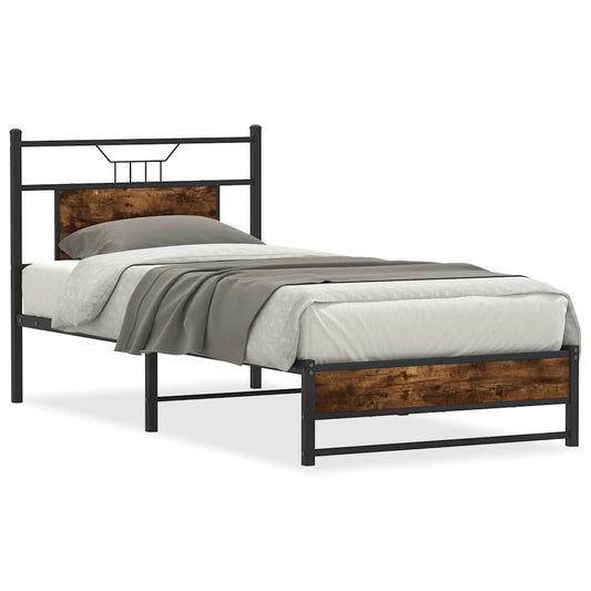 Bed Frame without Mattress Smoked Oak 90x200 cm Engineered Wood Bed Frame without Mattress Smoked Oak 90x200 cm Engineered Wood