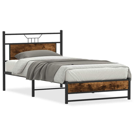 Bed Frame without Mattress Smoked Oak 107x203cm Engineered Wood Bed Frame without Mattress Smoked Oak 107x203cm Engineered Wood