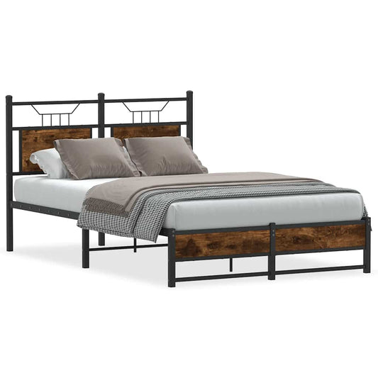 Bed Frame without Mattress Smoked Oak 120x190cm Engineered Wood Bed Frame without Mattress Smoked Oak 120x190cm Engineered Wood