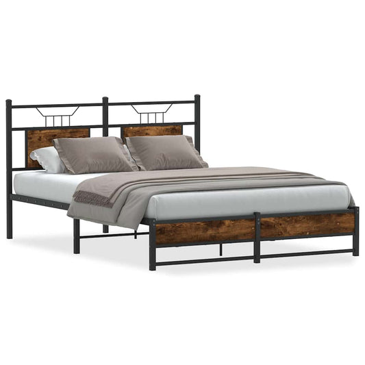 Bed Frame without Mattress Smoked Oak 140x190cm Engineered Wood Bed Frame without Mattress Smoked Oak 140x190cm Engineered Wood