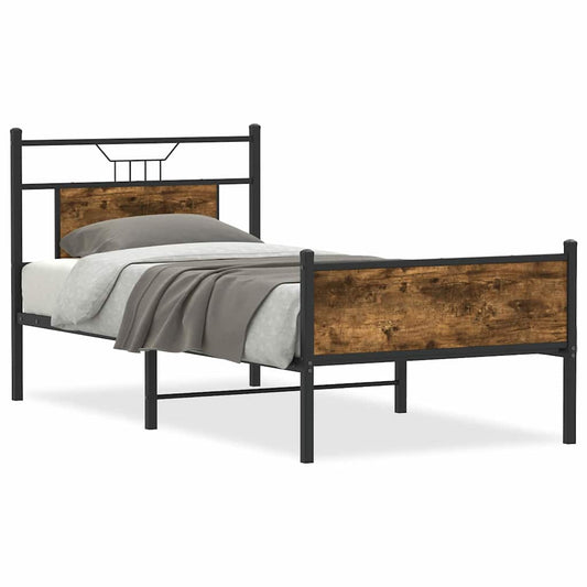 Bed Frame without Mattress Smoked Oak 90x200 cm Engineered Wood Bed Frame without Mattress Smoked Oak 90x200 cm Engineered Wood