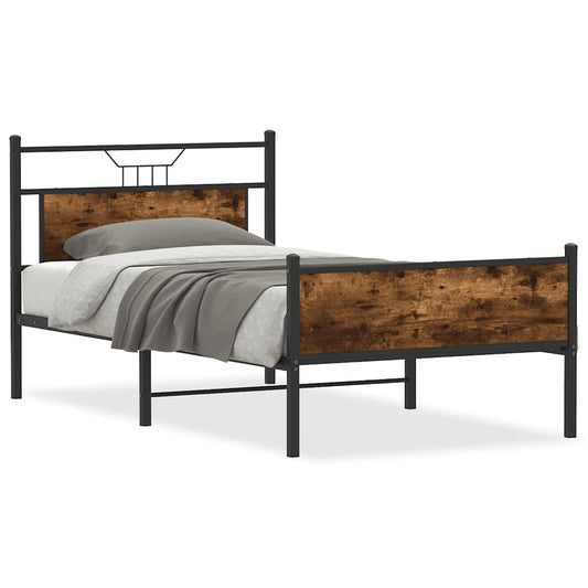 Bed Frame without Mattress Smoked Oak 107x203cm Engineered Wood Bed Frame without Mattress Smoked Oak 107x203cm Engineered Wood