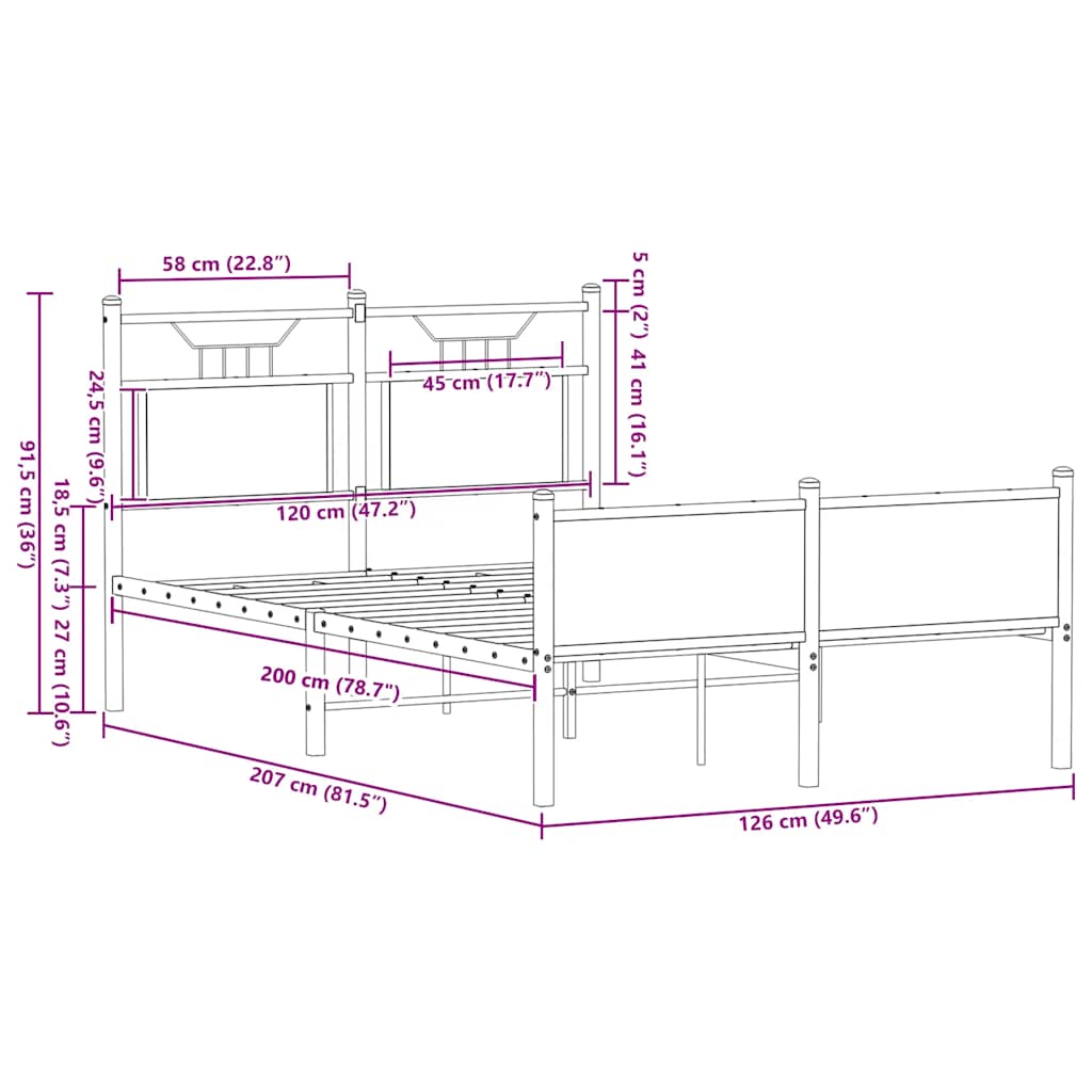 Bed Frame without Mattress Smoked Oak 120x200cm Engineered Wood