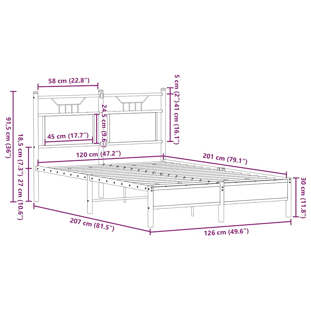 Bed Frame without Mattress Sonoma Oak 120x200cm Engineered Wood