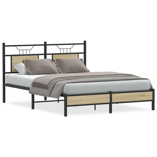 Bed Frame without Mattress Sonoma Oak 140x190cm Engineered Wood Bed Frame without Mattress Sonoma Oak 140x190cm Engineered Wood