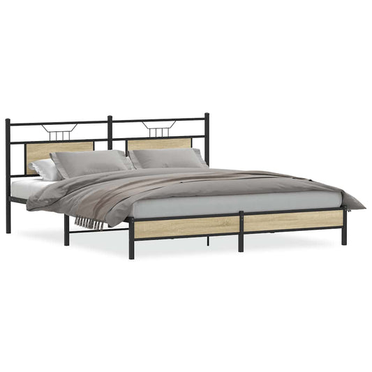 Bed Frame without Mattress Sonoma Oak 183x203 cm Engineered Wood Bed Frame without Mattress Sonoma Oak 183x203 cm Engineered Wood