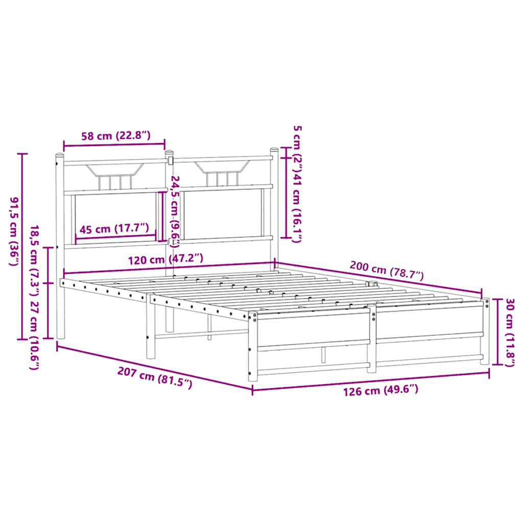 Bed Frame without Mattress Sonoma Oak 120x200cm Engineered Wood