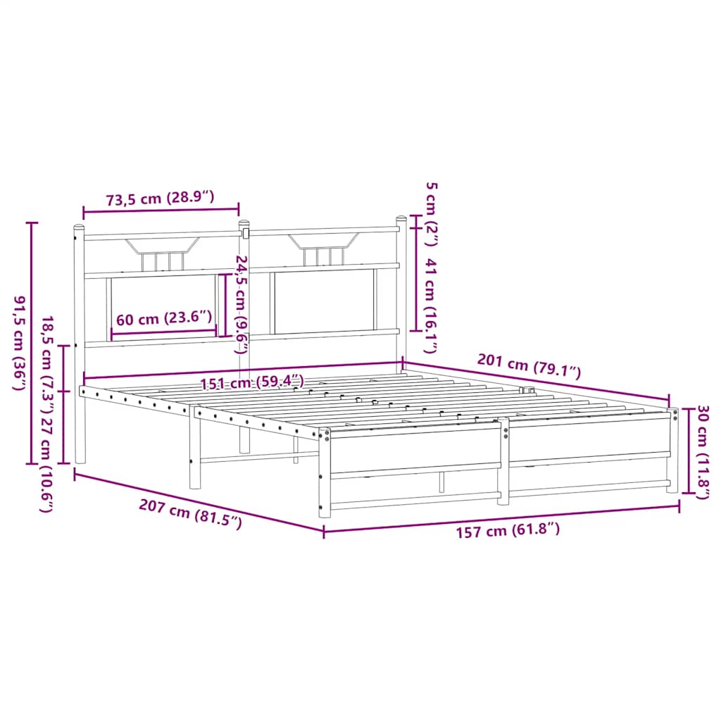 Bed Frame without Mattress Sonoma Oak 150x200cm Engineered Wood