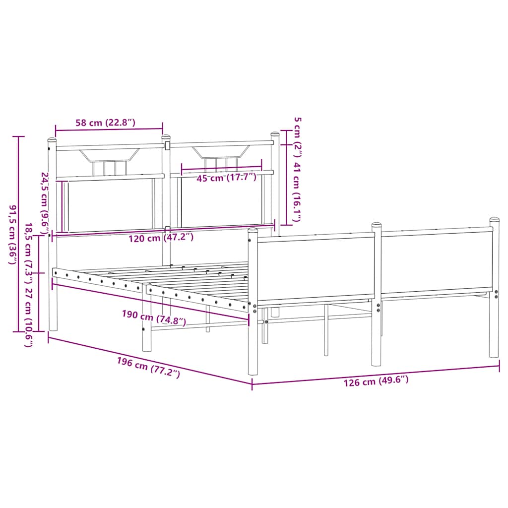 Bed Frame without Mattress Sonoma Oak 120x190 cm Engineered Wood