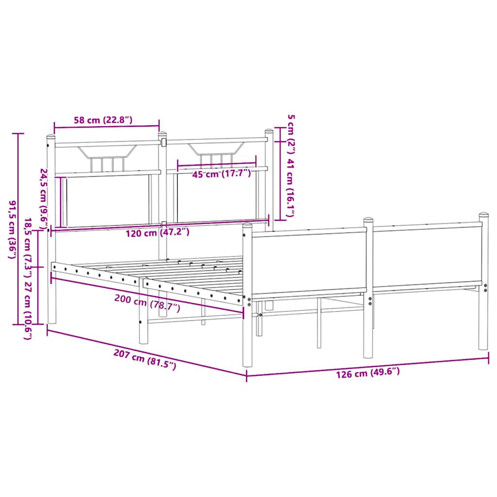 Bed Frame without Mattress Sonoma Oak 120x200cm Engineered Wood