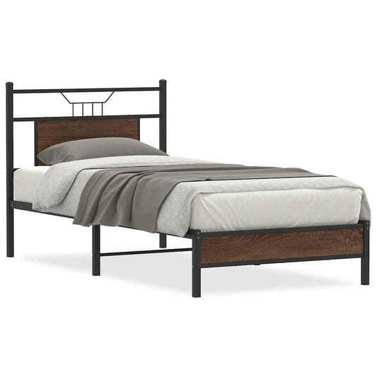 Bed Frame without Mattress Brown Oak 90x190 cm Engineered Wood Bed Frame without Mattress Brown Oak 90x190 cm Engineered Wood