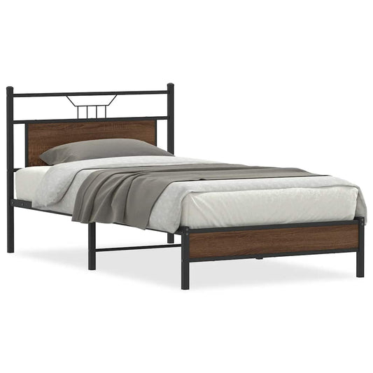 Bed Frame without Mattress Brown Oak 107x203 cm Engineered Wood Bed Frame without Mattress Brown Oak 107x203 cm Engineered Wood
