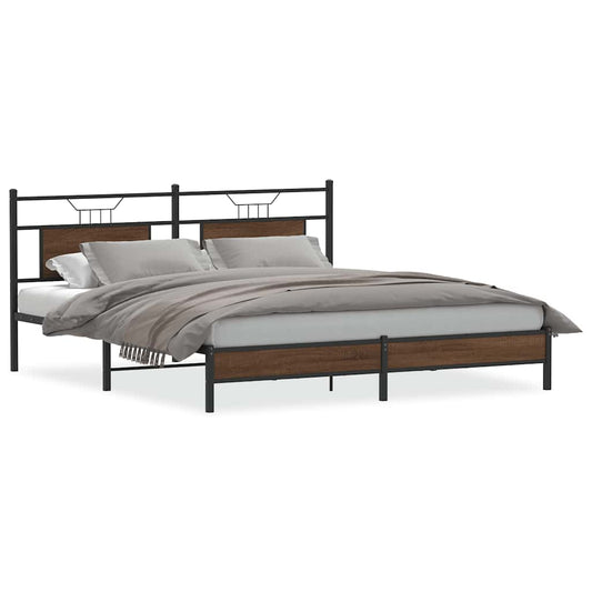 Bed Frame without Mattress Brown Oak 183x213 cm Engineered Wood Bed Frame without Mattress Brown Oak 183x213 cm Engineered Wood
