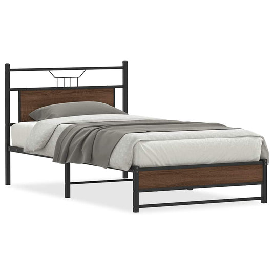 Bed Frame without Mattress Brown Oak 107x203 cm Engineered Wood Bed Frame without Mattress Brown Oak 107x203 cm Engineered Wood