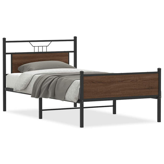 Bed Frame without Mattress Brown Oak 107x203 cm Engineered Wood Bed Frame without Mattress Brown Oak 107x203 cm Engineered Wood