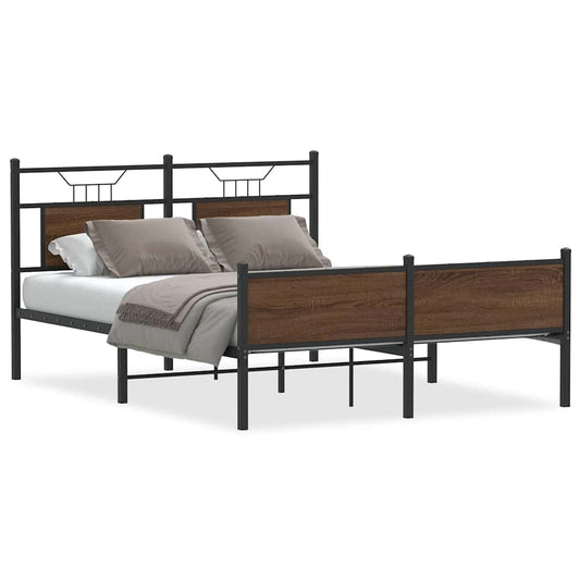 Bed Frame without Mattress Brown Oak 150x200 cm Engineered Wood Bed Frame without Mattress Brown Oak 150x200 cm Engineered Wood
