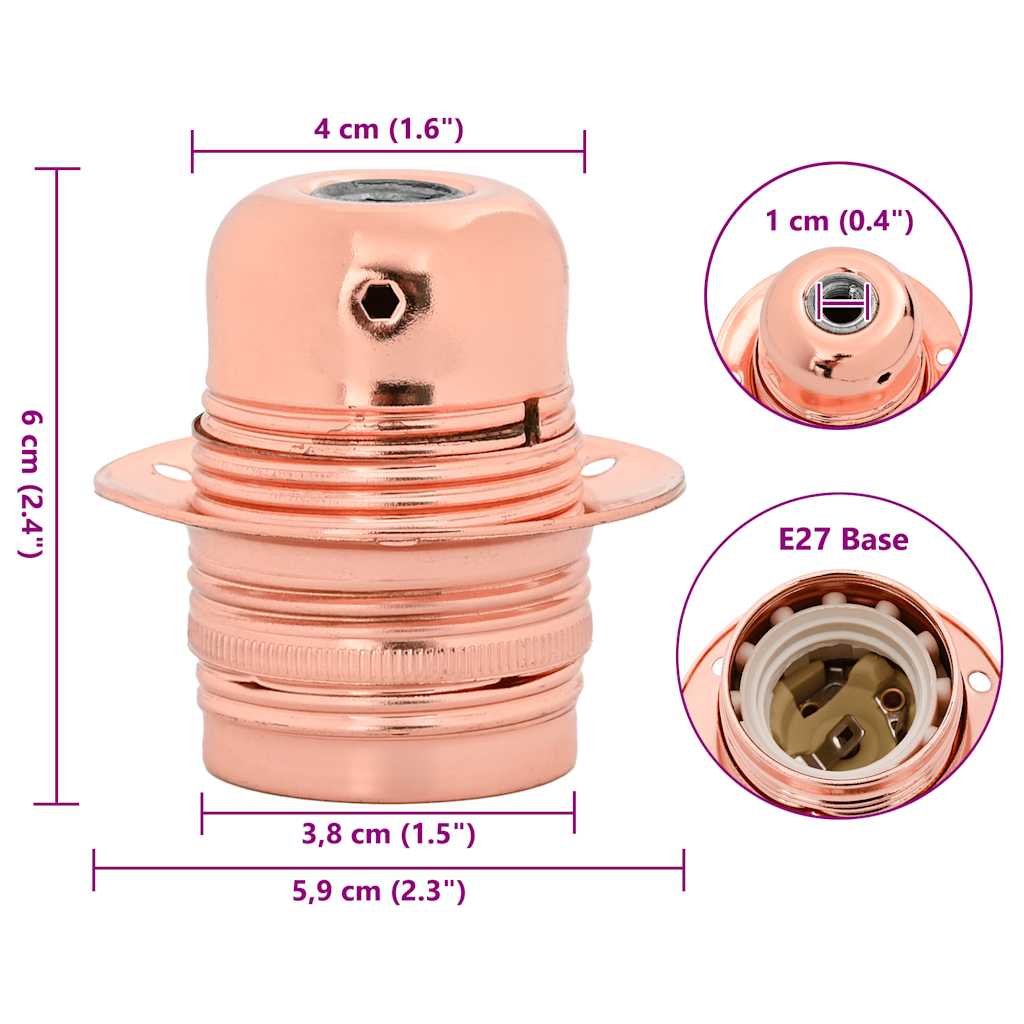Lamp Holders 2 pcs Rose Gold E27
