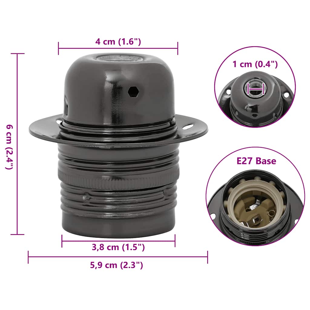 Lamp Holders 2 pcs Glossy Black E27