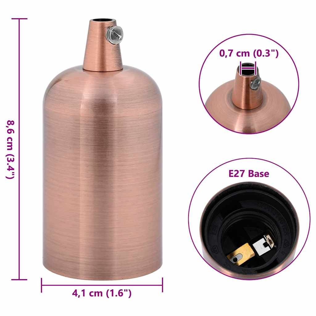 Lamp Holders 2 pcs Red Bronze E27