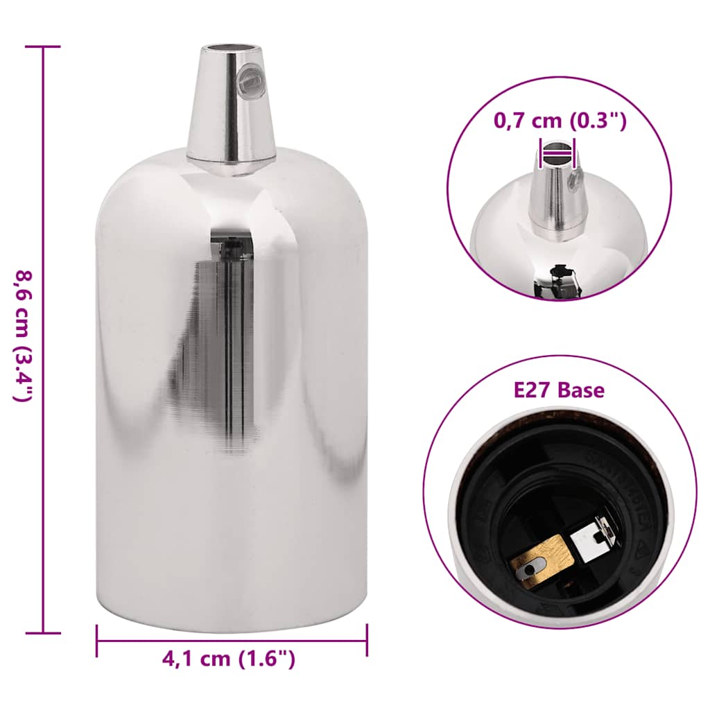 Lamp Holders 2 pcs Satin Nickel E27