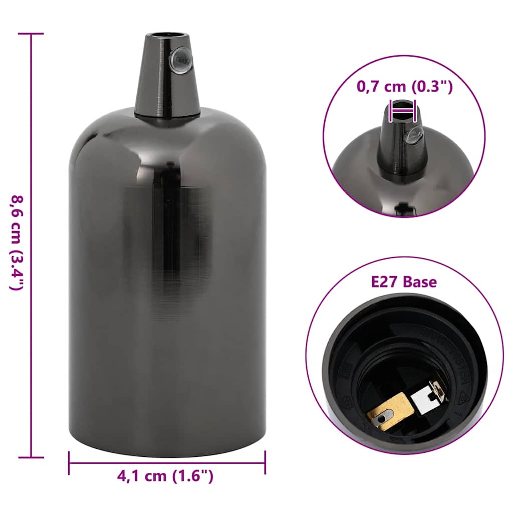 Lamp Holders 2 pcs Glossy Black E27