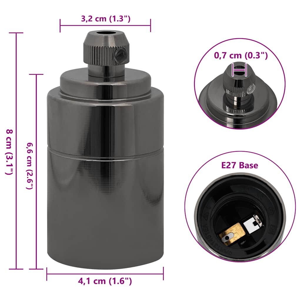 Lamp Holders 2 pcs Glossy Black E27