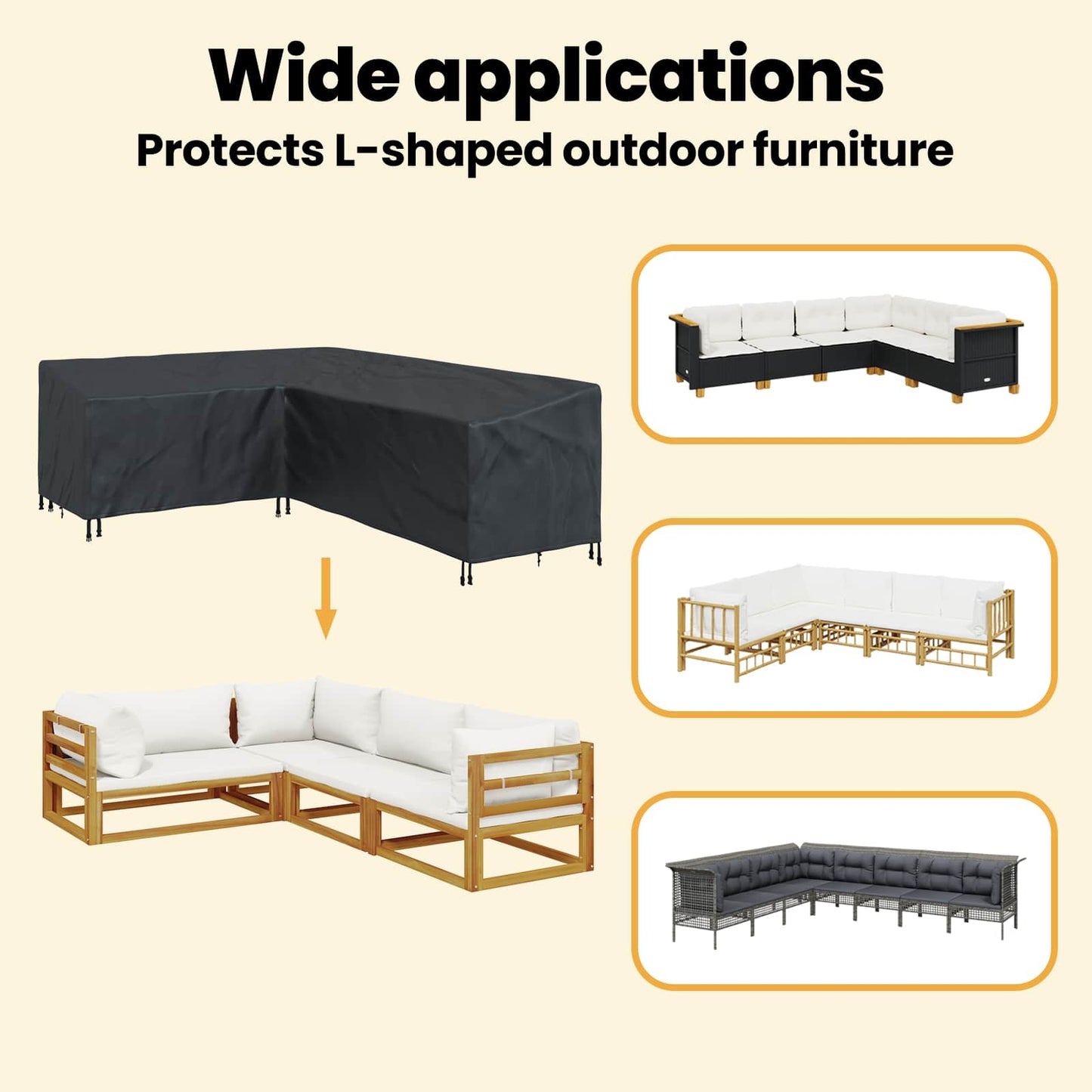 Furniture Cover Black 260 x 210 x 80 cm 210D Oxford Fbric